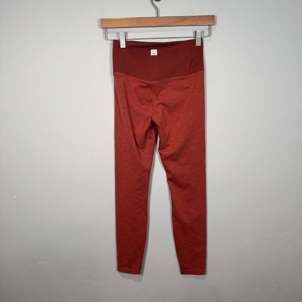 VUORI Lux Rib Studio Leggings Cinnamon Heather Burnt Orange Yoga Size XSmall XS? - Picture 3 of 6
